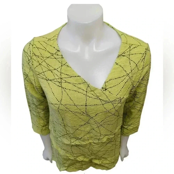 Habitat  3/4 Sleeve Lime Green Black Tunic Top Size XS - Picture 2 of 9